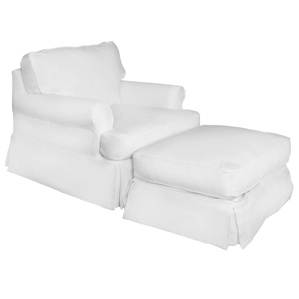 Horizon Slipcovered T-Cushion Chair with Ottoman. Picture 5