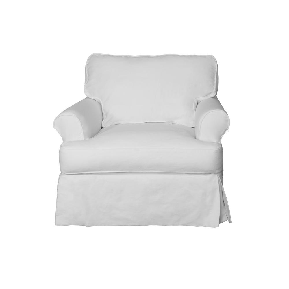 Horizon Slipcovered T-Cushion Chair with Ottoman. Picture 1
