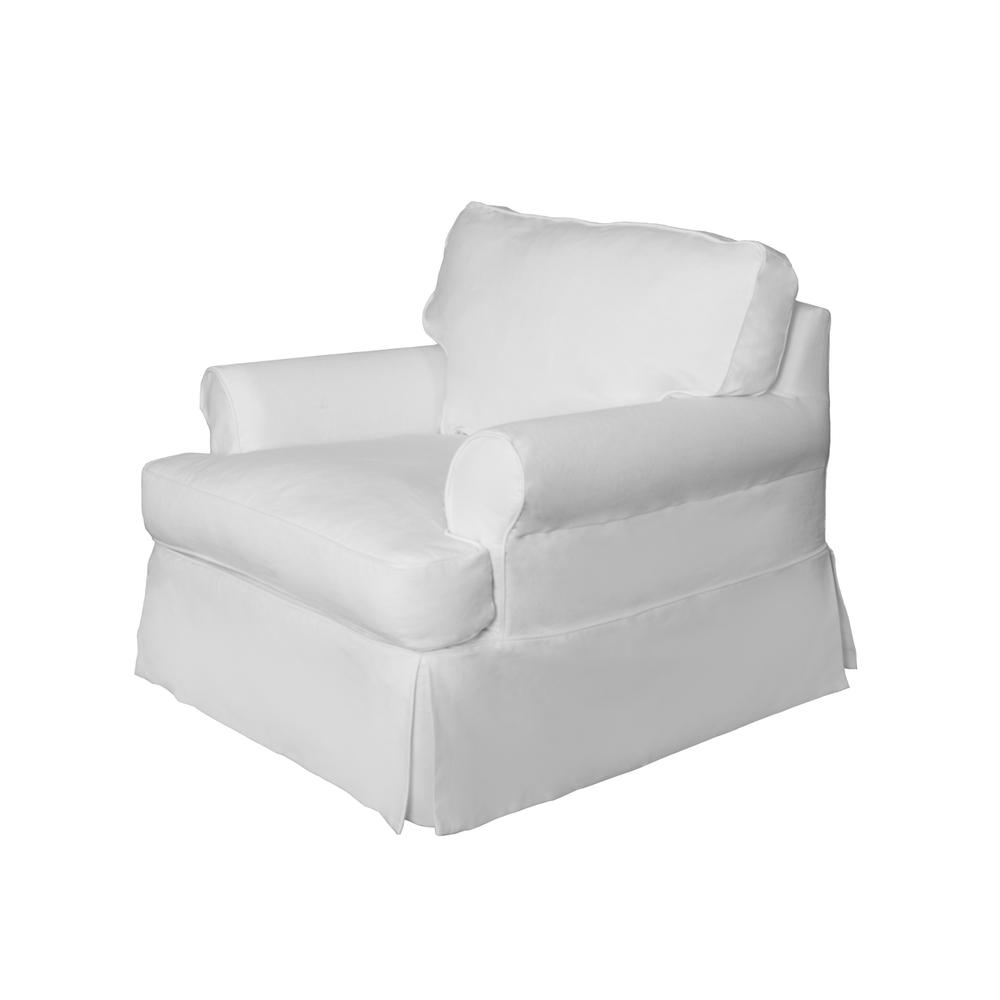 Horizon Slipcovered T-Cushion Chair with Ottoman. Picture 3