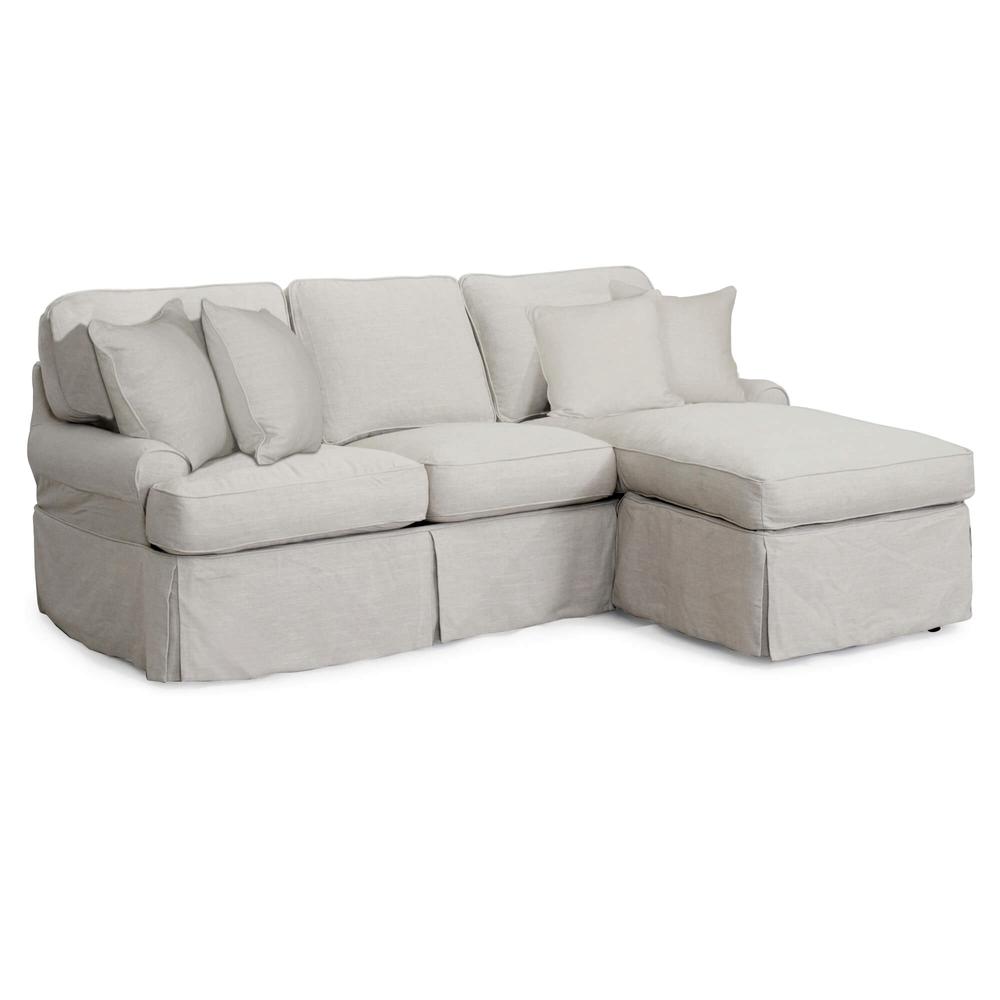Sunset Trading Horizon Slipcover for T-Cushion Sectional Sofa with Chaise | Light Gray. Picture 2