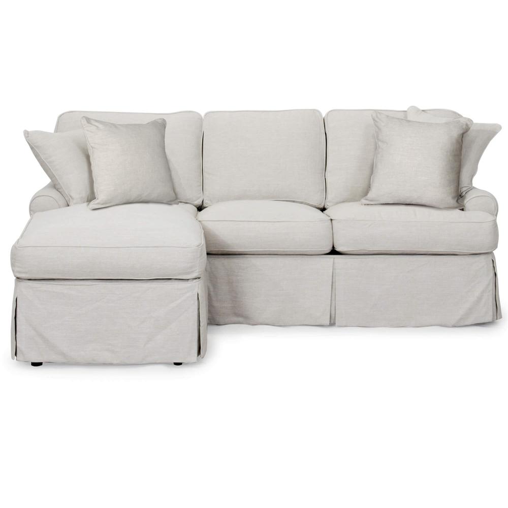 Sunset Trading Horizon Slipcover for T-Cushion Sectional Sofa with Chaise | Light Gray. The main picture.