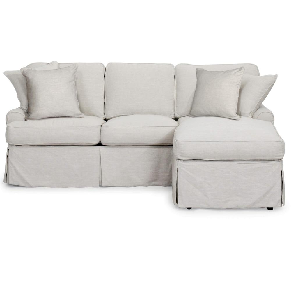 Sunset Trading Horizon Slipcover for T-Cushion Sectional Sofa with Chaise | Light Gray. Picture 3
