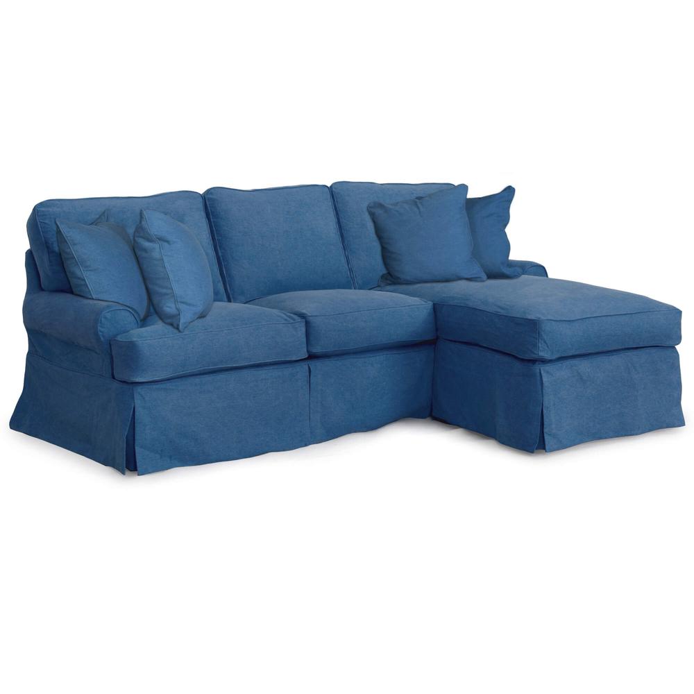Sunset Trading Horizon Slipcover for T-Cushion Sectional Sofa with Chaise | Indigo Blue. Picture 5