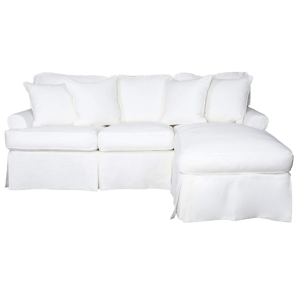 Sunset Trading Horizon Slipcover for T-Cushion Sectional Sofa with Chaise | Warm White. Picture 1