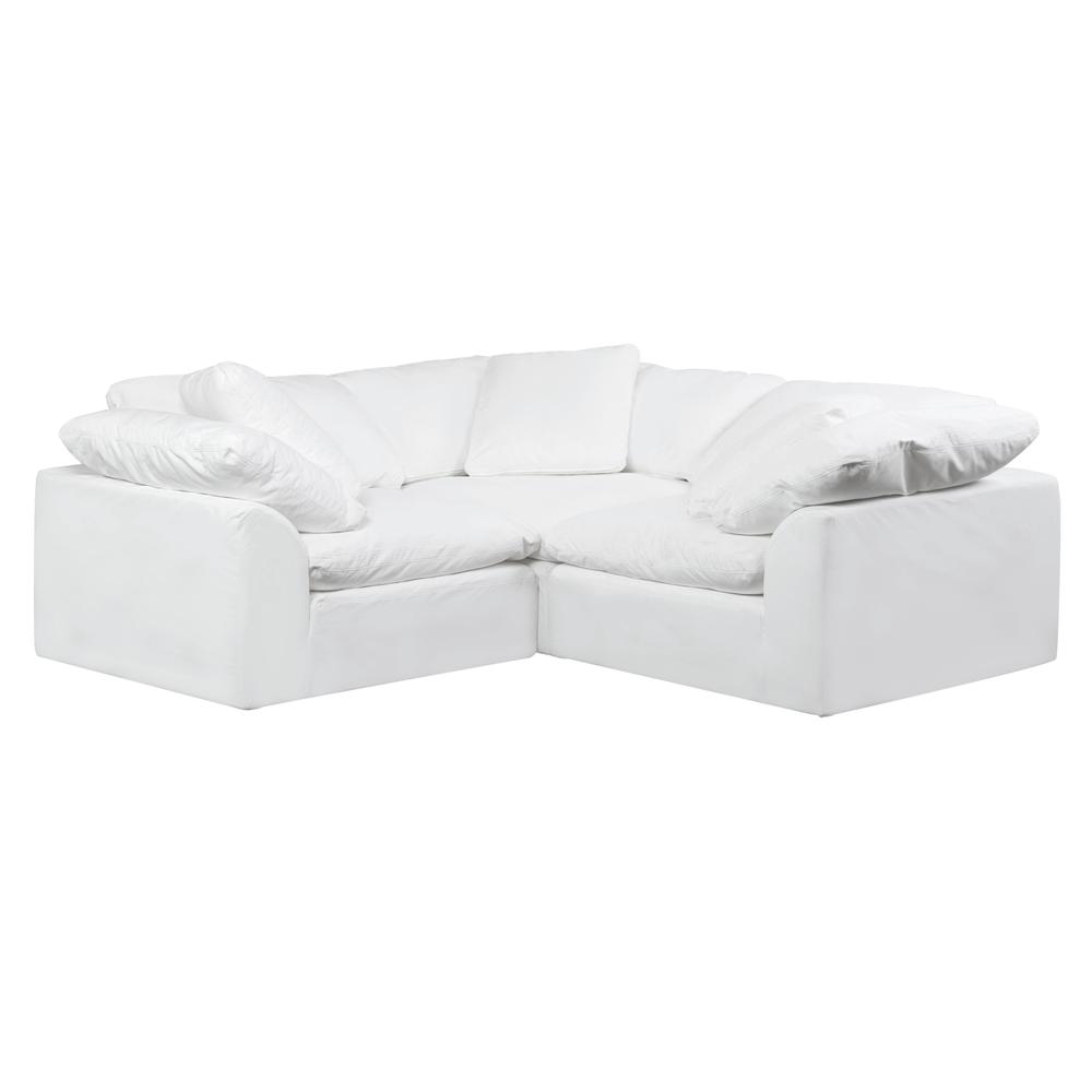 Sunset Trading Cloud Puff 3 Piece 88" Wide Slipcovered Modular Sectional Small L Shaped Sofa | Stain Resistant Performance Fabric | White. Picture 12