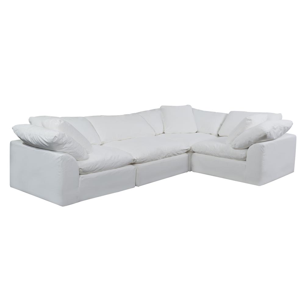 Sunset Trading Cloud Puff 3 Piece 88" Wide Slipcovered Modular Sectional Small L Shaped Sofa | Stain Resistant Performance Fabric | White. Picture 11