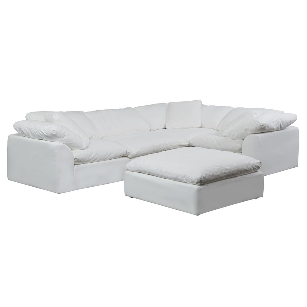 Sunset Trading Cloud Puff 3 Piece 88" Wide Slipcovered Modular Sectional Small L Shaped Sofa | Stain Resistant Performance Fabric | White. Picture 8