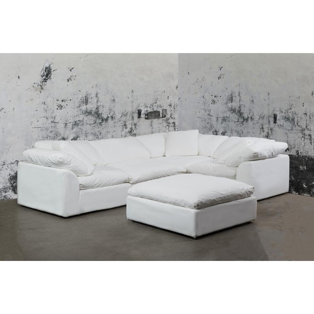 Sunset Trading Cloud Puff 3 Piece 88" Wide Slipcovered Modular Sectional Small L Shaped Sofa | Stain Resistant Performance Fabric | White. Picture 1