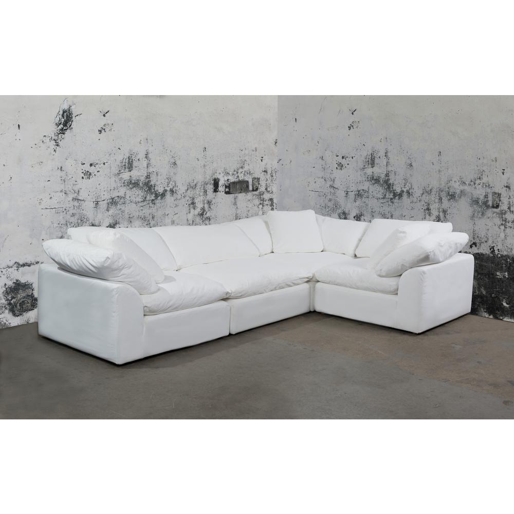 Sunset Trading Cloud Puff 3 Piece 88" Wide Slipcovered Modular Sectional Small L Shaped Sofa | Stain Resistant Performance Fabric | White. Picture 9