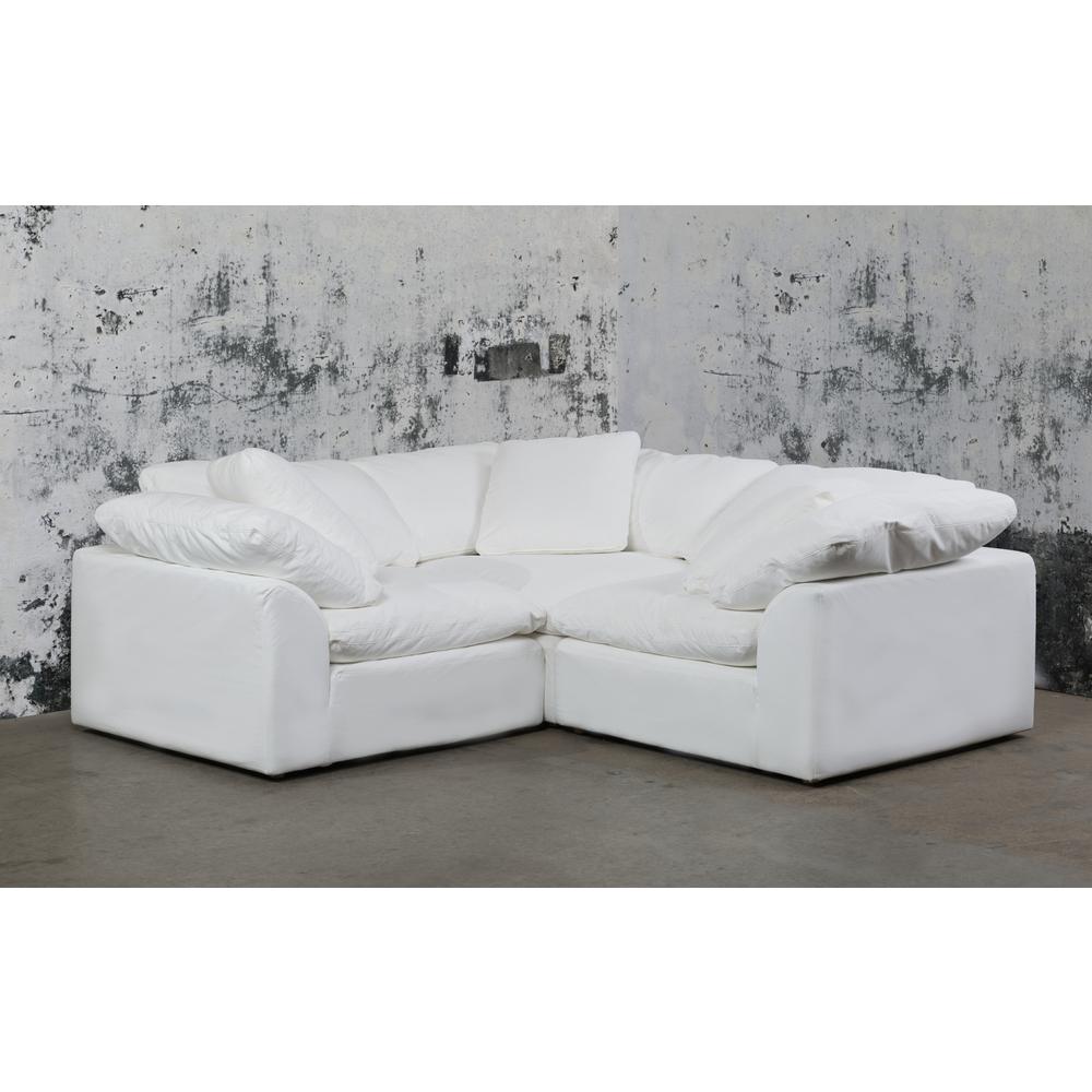 Sunset Trading Cloud Puff 3 Piece 88" Wide Slipcovered Modular Sectional Small L Shaped Sofa | Stain Resistant Performance Fabric | White. Picture 26