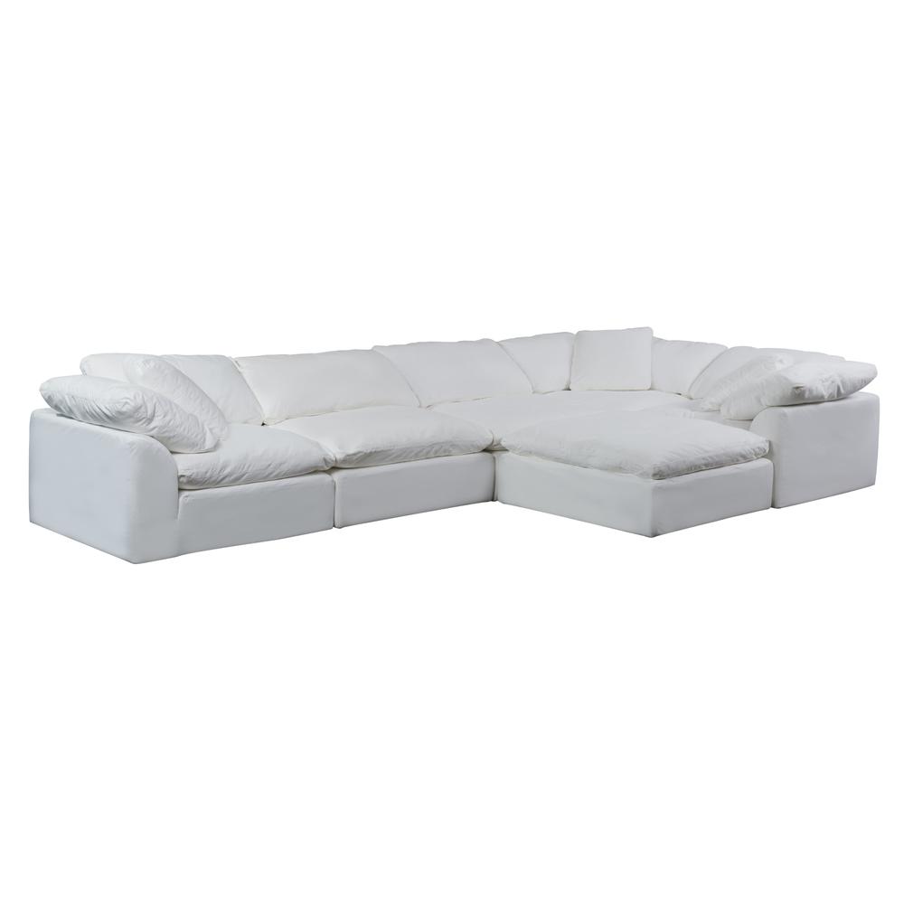 Sunset Trading Cloud Puff 3 Piece 88" Wide Slipcovered Modular Sectional Small L Shaped Sofa | Stain Resistant Performance Fabric | White. Picture 28