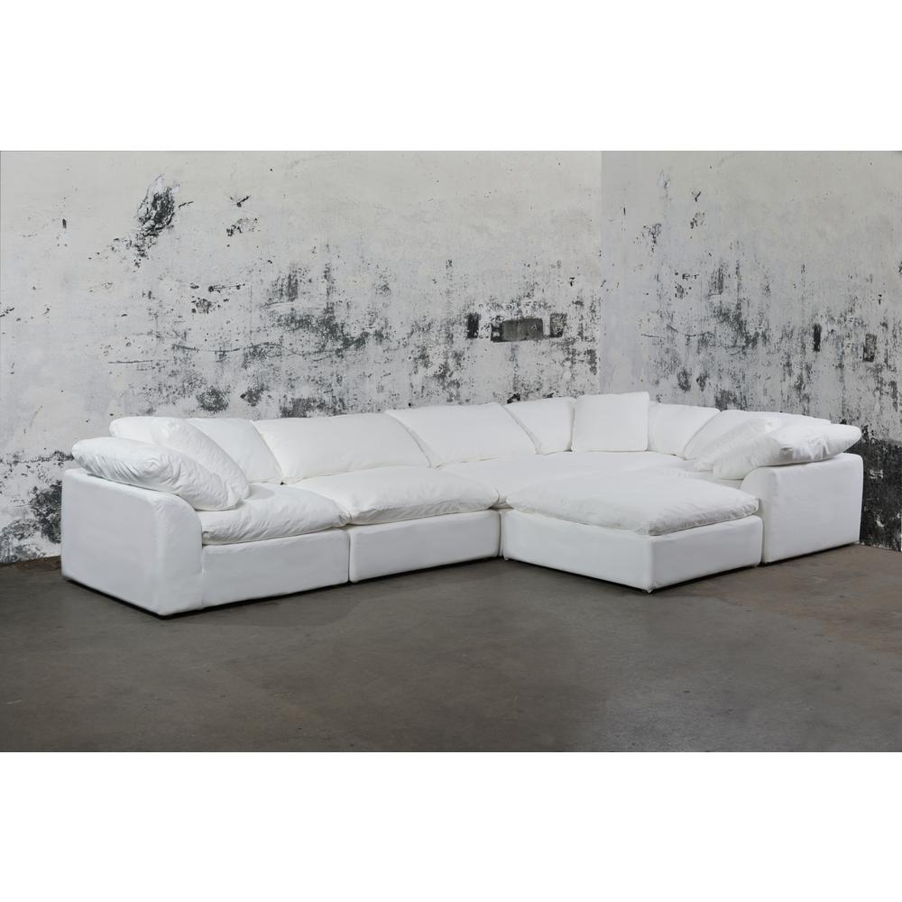 Sunset Trading Cloud Puff 3 Piece 88" Wide Slipcovered Modular Sectional Small L Shaped Sofa | Stain Resistant Performance Fabric | White. Picture 27