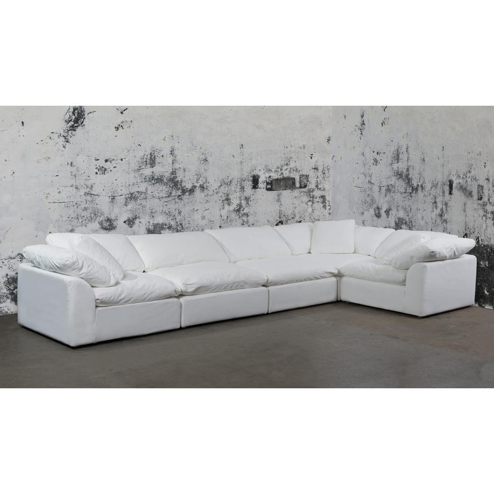 Sunset Trading Cloud Puff 3 Piece 88" Wide Slipcovered Modular Sectional Small L Shaped Sofa | Stain Resistant Performance Fabric | White. Picture 37