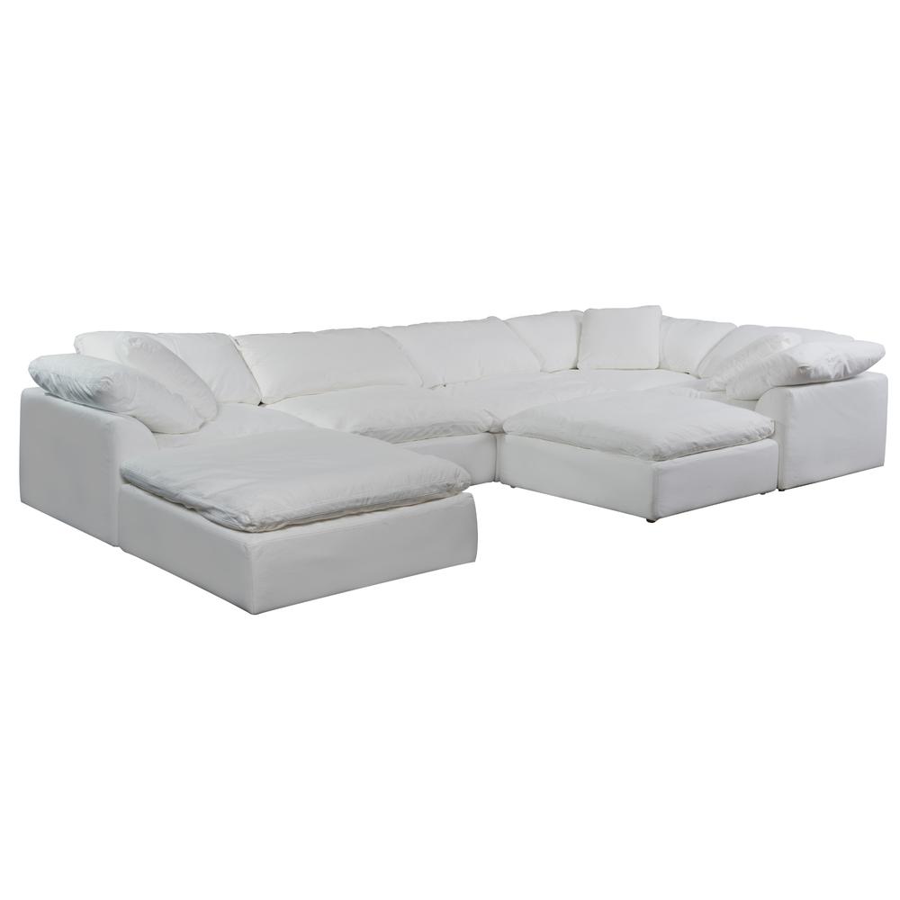 Sunset Trading Cloud Puff 3 Piece 88" Wide Slipcovered Modular Sectional Small L Shaped Sofa | Stain Resistant Performance Fabric | White. Picture 45