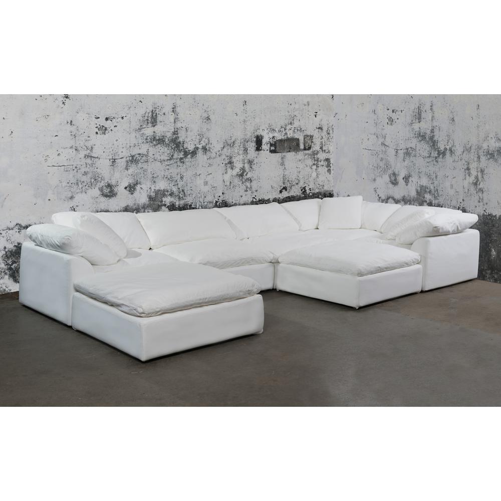 Sunset Trading Cloud Puff 3 Piece 88" Wide Slipcovered Modular Sectional Small L Shaped Sofa | Stain Resistant Performance Fabric | White. Picture 38