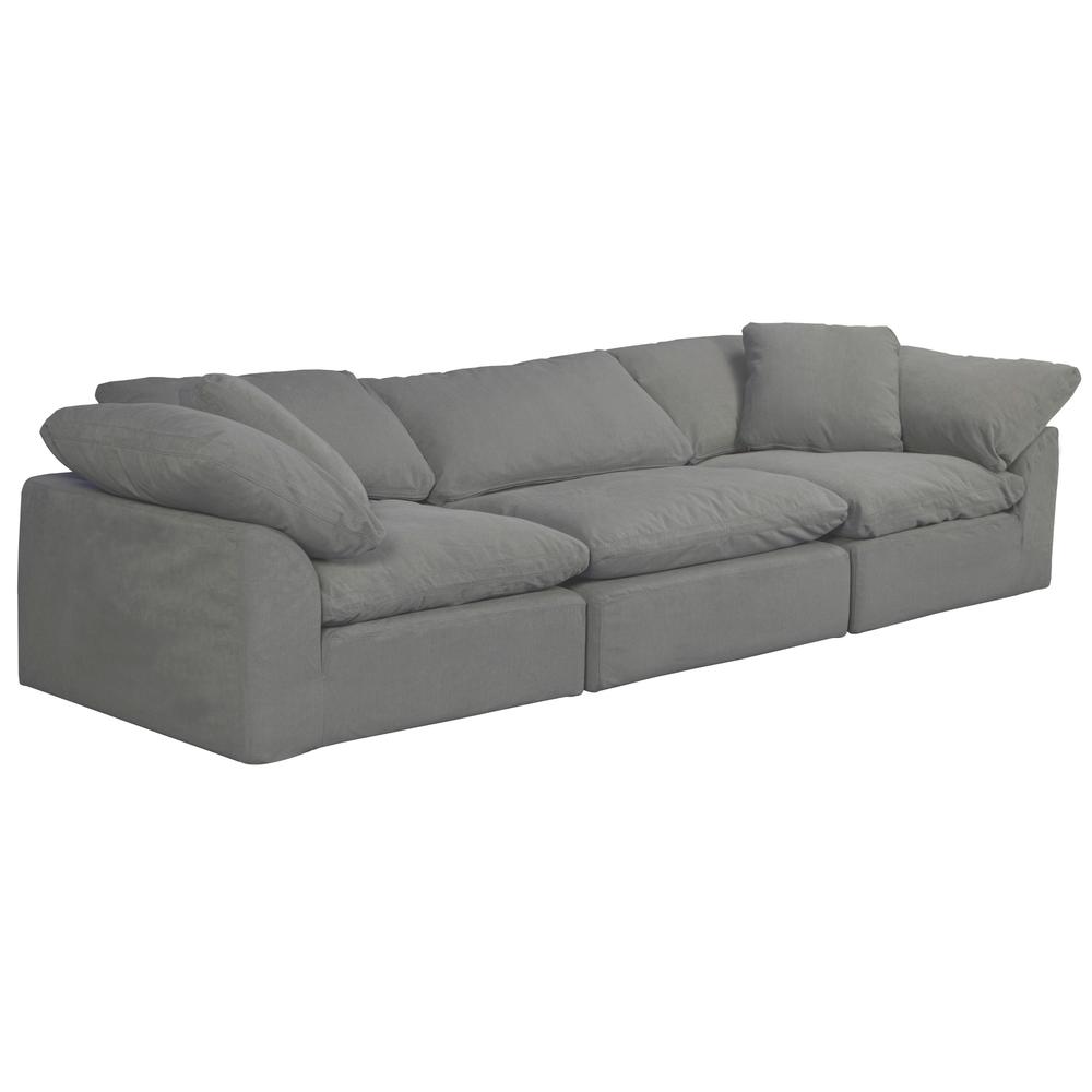 Sunset Trading Cloud Puff 2 Piece 88" Wide Slipcovered Modular Sectional Sofa |Large Loveseat | Stain Resistant Performance Fabric | Gray. Picture 6