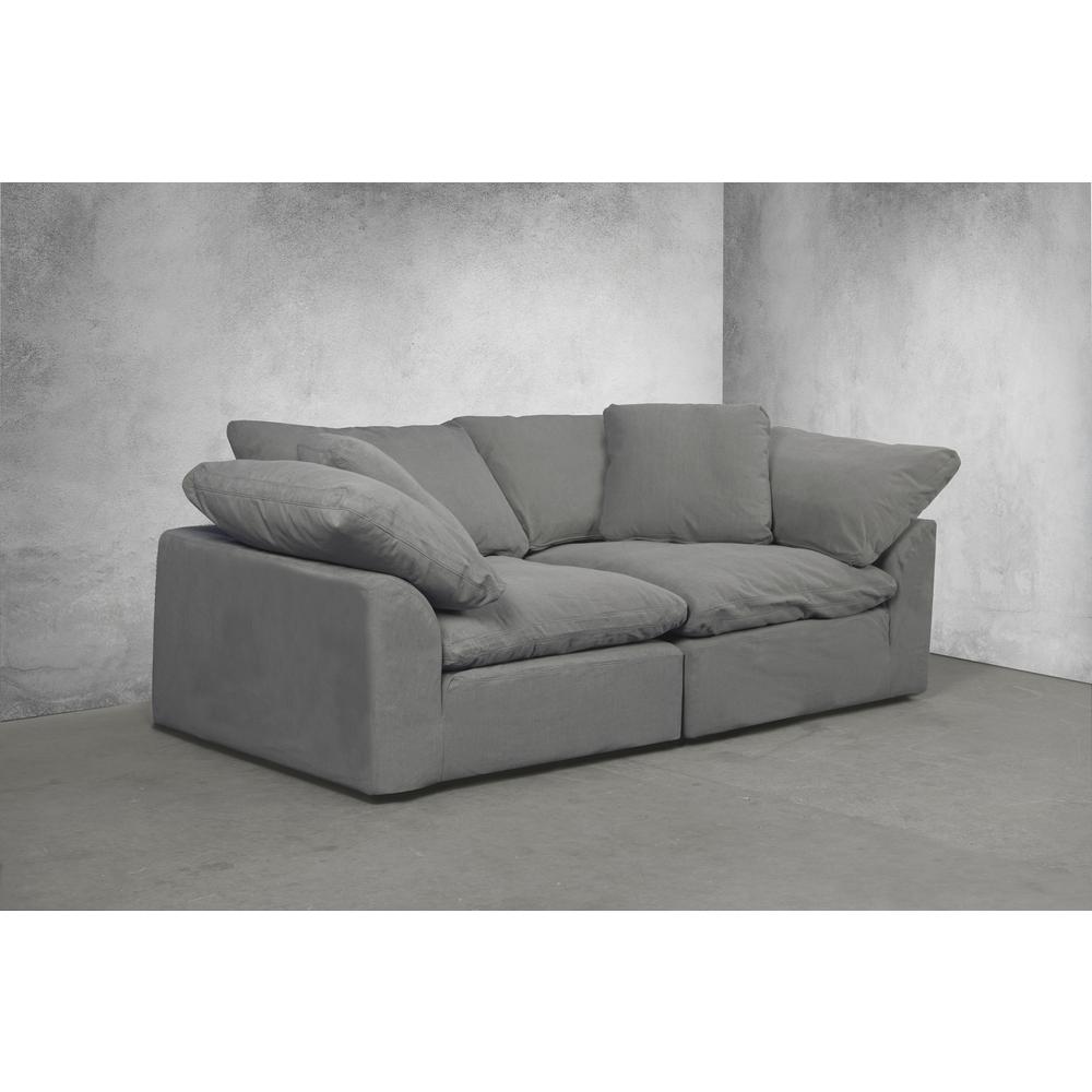 Sunset Trading Cloud Puff 2 Piece 88" Wide Slipcovered Modular Sectional Sofa |Large Loveseat | Stain Resistant Performance Fabric | Gray. Picture 11