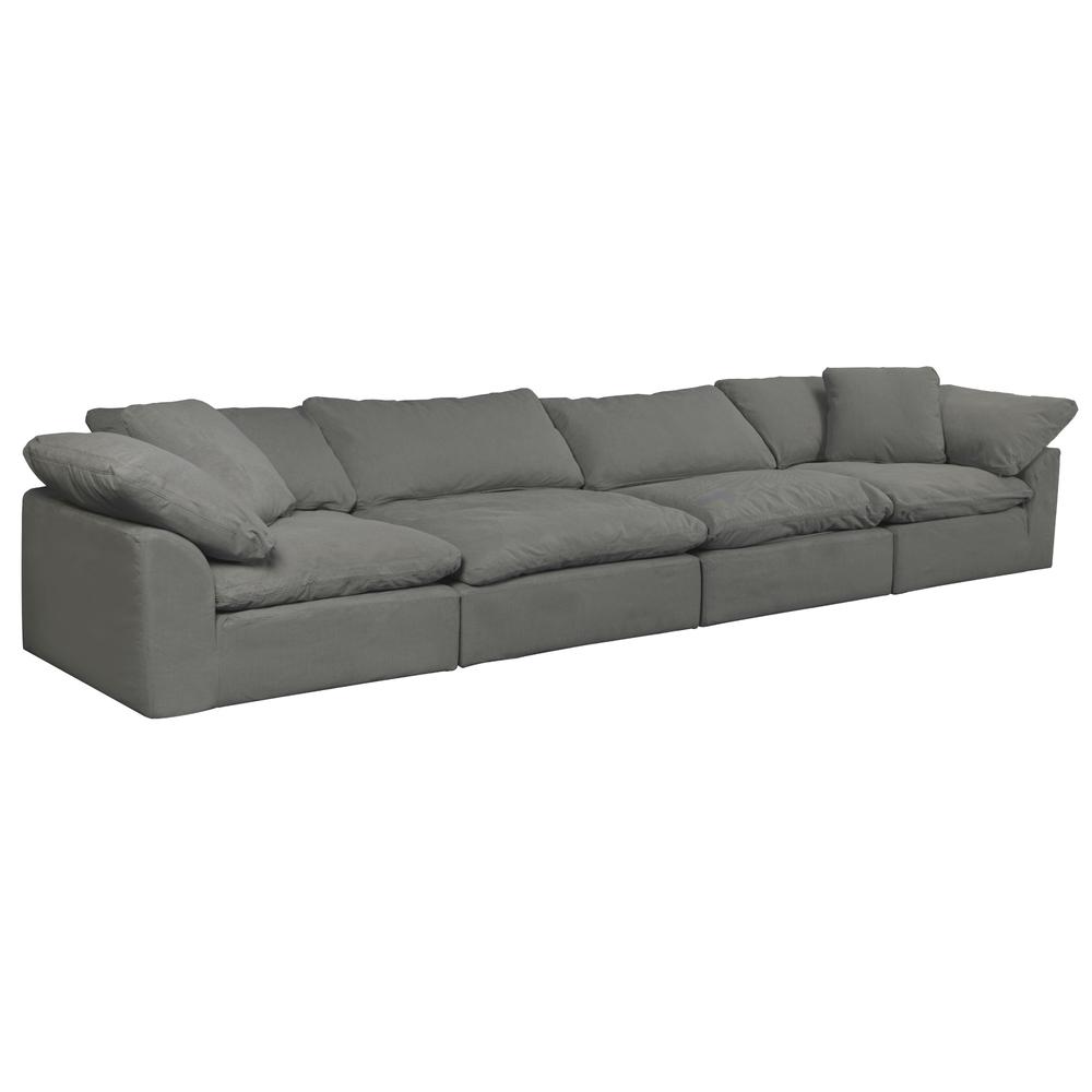 Sunset Trading Cloud Puff 2 Piece 88" Wide Slipcovered Modular Sectional Sofa |Large Loveseat | Stain Resistant Performance Fabric | Gray. Picture 10