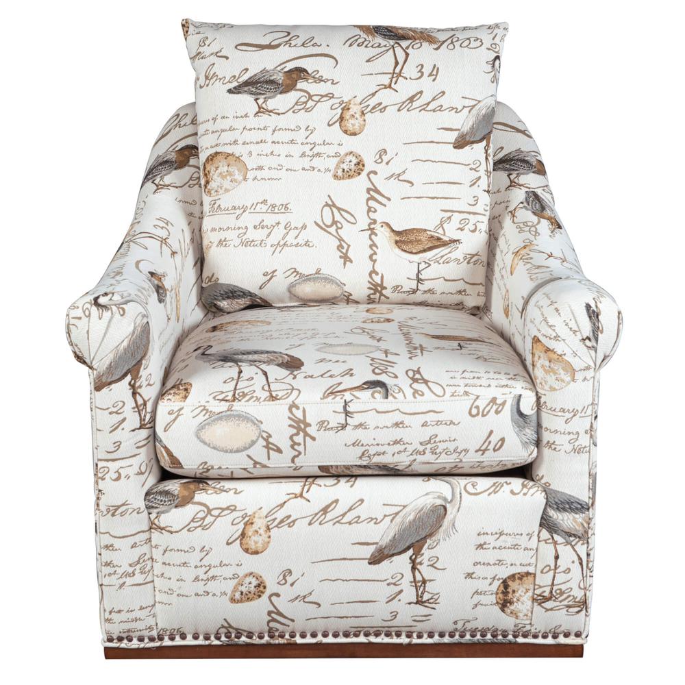 Sunset Trading Birdscript Swivel Chair | Low Back | Rolled Arms | Nailhead Trim. The main picture.
