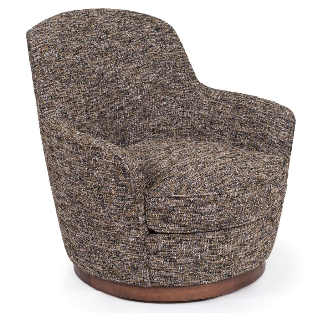 Sunset Trading Heathered Black Brown Soft Tweed Swivel Chair | Low Back | T Cushion. Picture 3