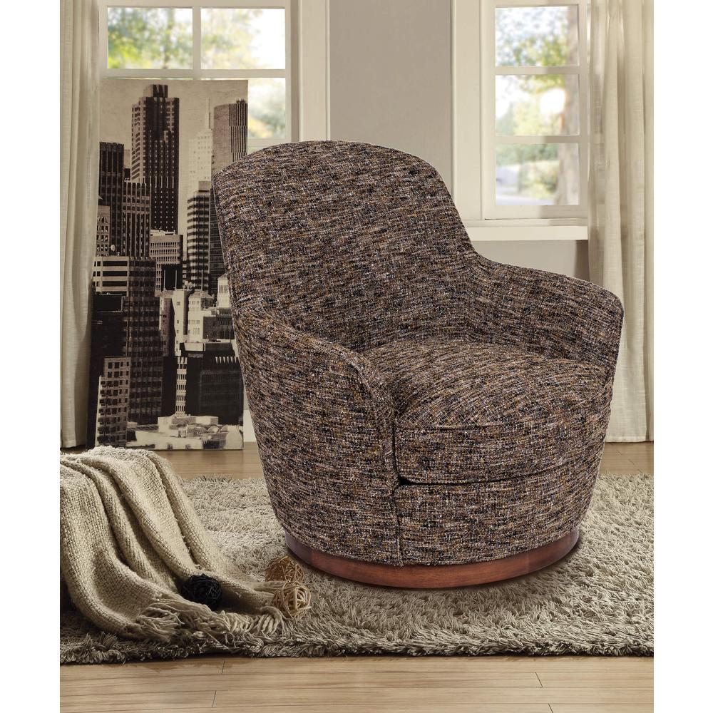 Sunset Trading Heathered Black Brown Soft Tweed Swivel Chair | Low Back | T Cushion. Picture 6