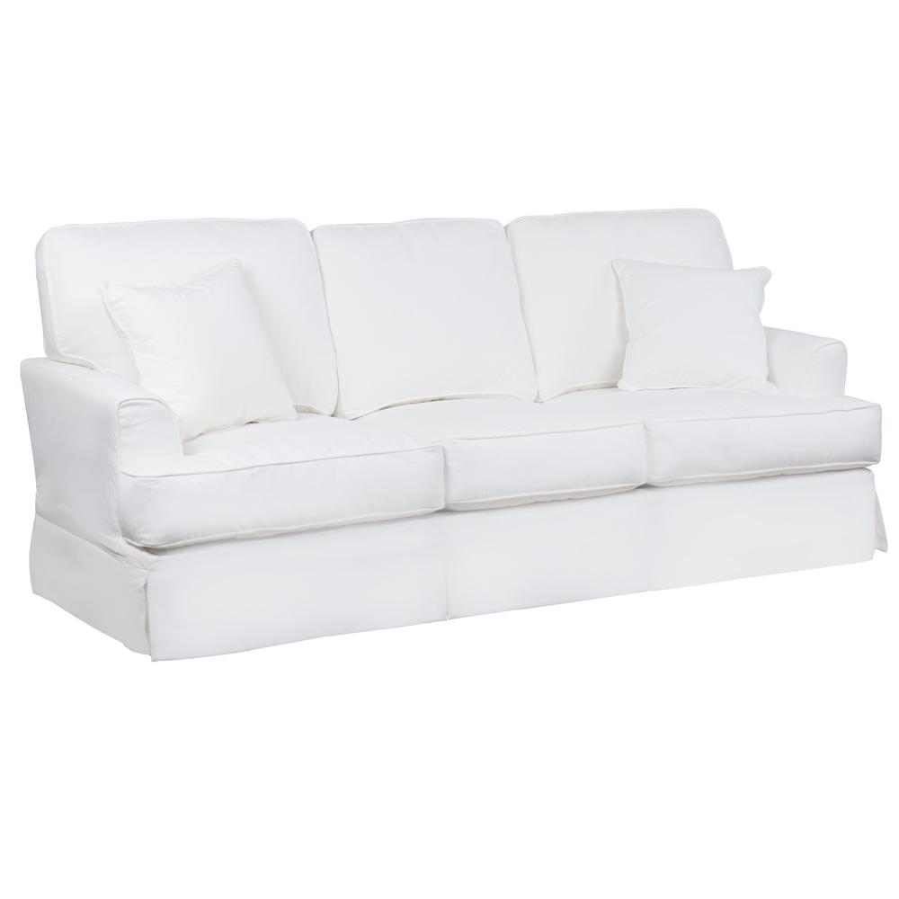 Sunset Trading Ariana Slipcovered Sofa | Stain Resistant Performance Fabric | White. Picture 1