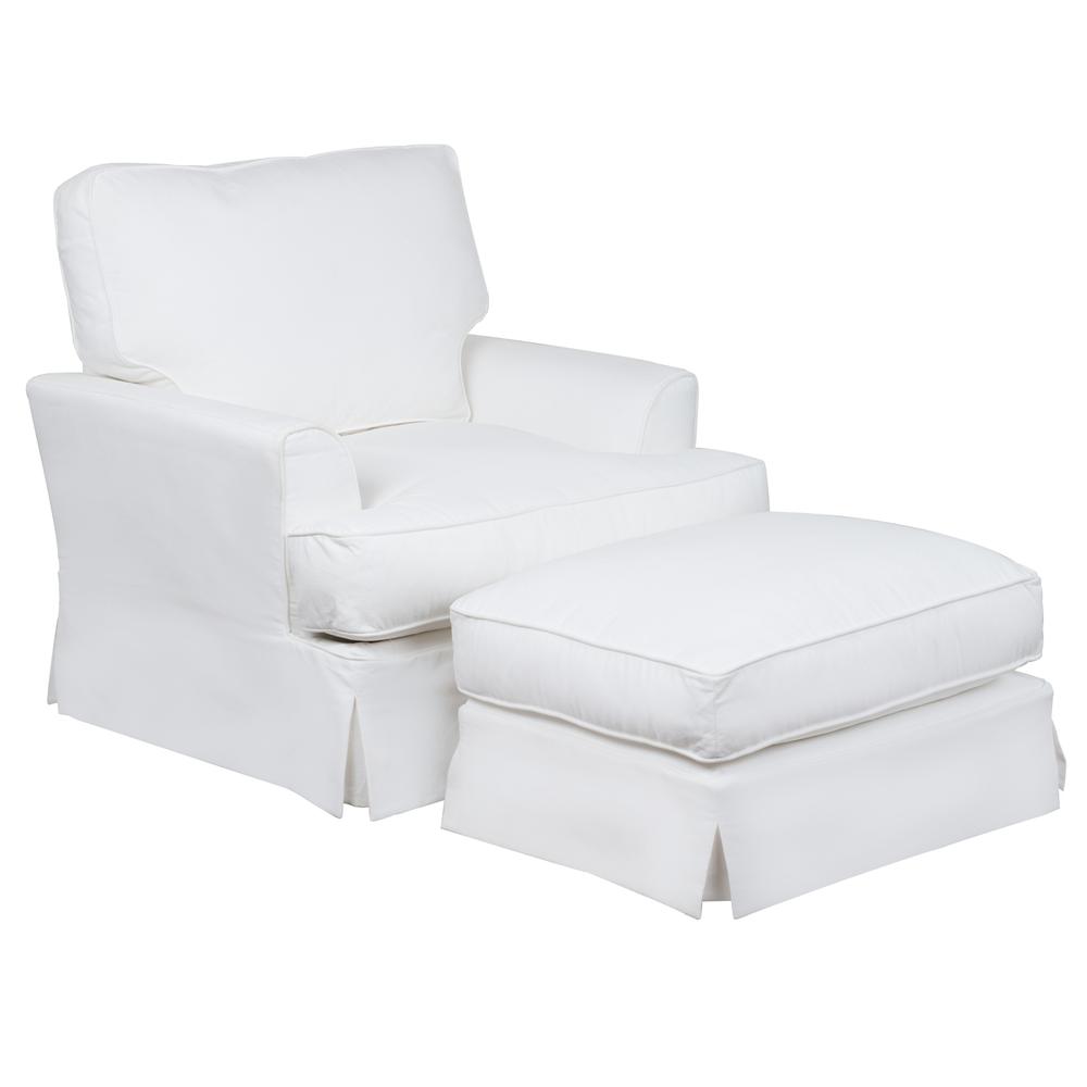Ariana Slipcovered Chair with Ottoman. Picture 7