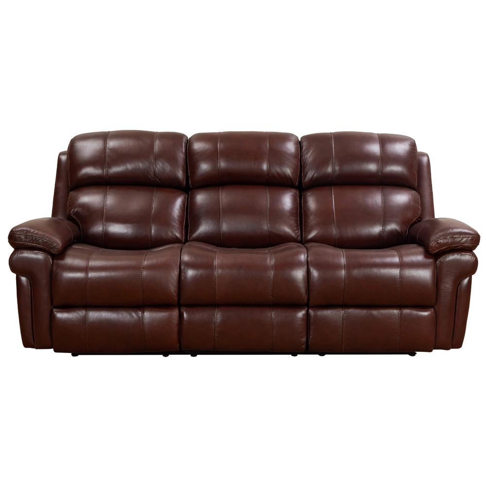 Sunset Trading Luxe Leather Reclining Sofa with Power Headrest | 3 Seater | Dual Recline | USB Ports | Brown. Picture 3
