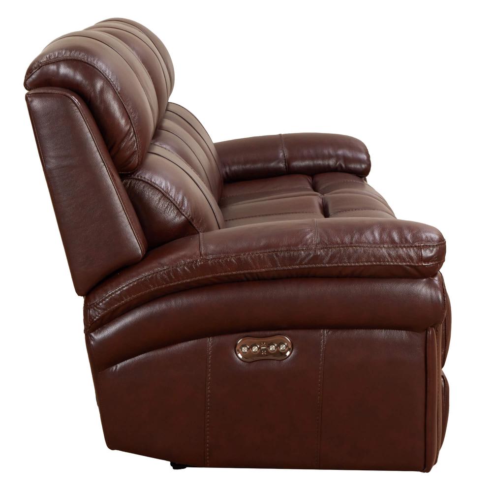 Sunset Trading Luxe Leather Reclining Sofa with Power Headrest | 3 Seater | Dual Recline | USB Ports | Brown. Picture 4