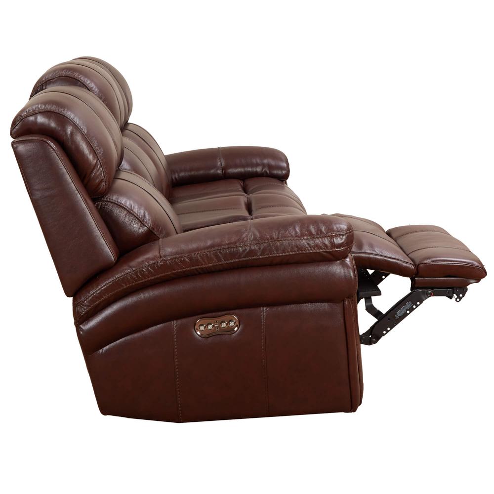 Sunset Trading Luxe Leather Reclining Sofa with Power Headrest | 3 Seater | Dual Recline | USB Ports | Brown. Picture 5