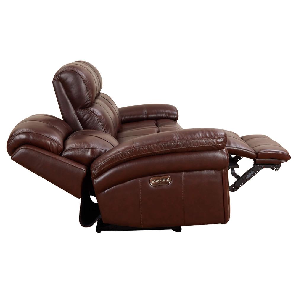 Sunset Trading Luxe Leather Reclining Sofa with Power Headrest | 3 Seater | Dual Recline | USB Ports | Brown. Picture 6
