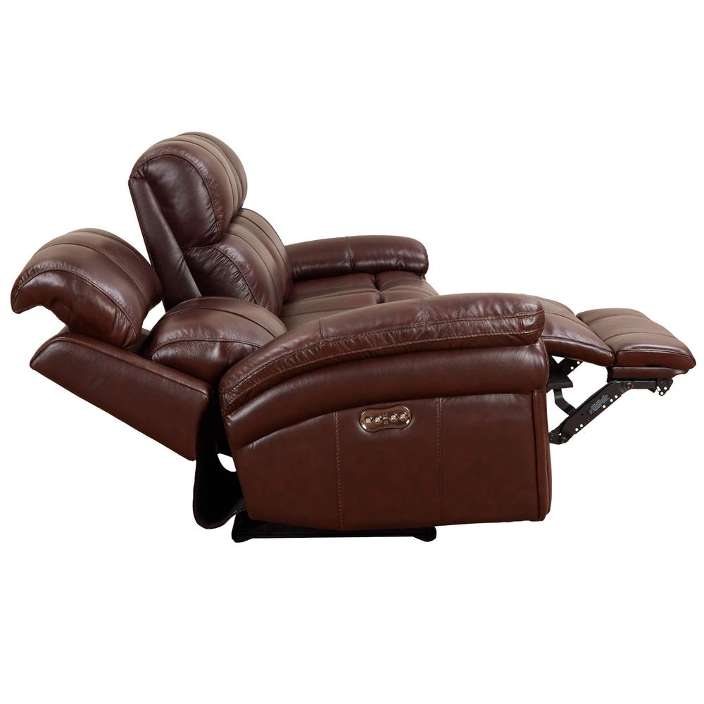 Sunset Trading Luxe Leather Reclining Sofa with Power Headrest | 3 Seater | Dual Recline | USB Ports | Brown. Picture 9