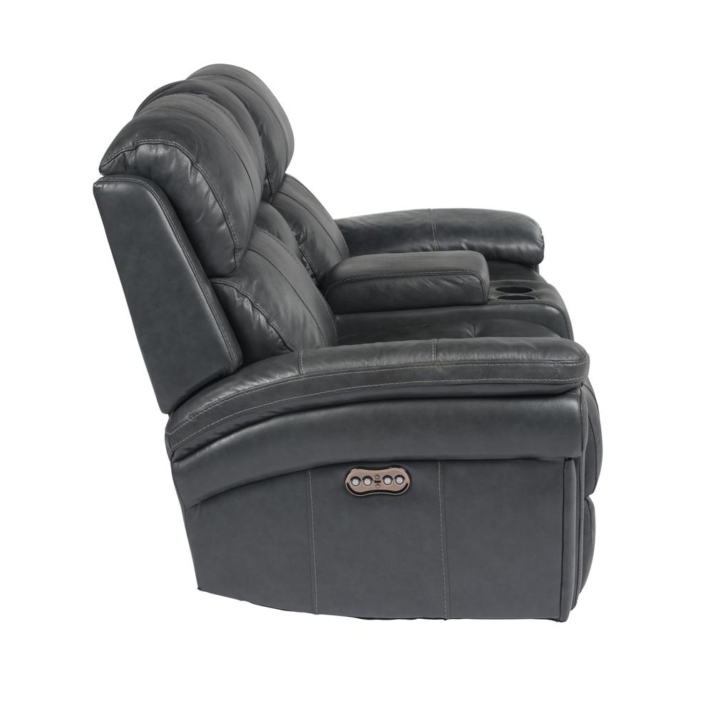 Luxe Leather Reclining Loveseat with Power Headrest and Console. Picture 5