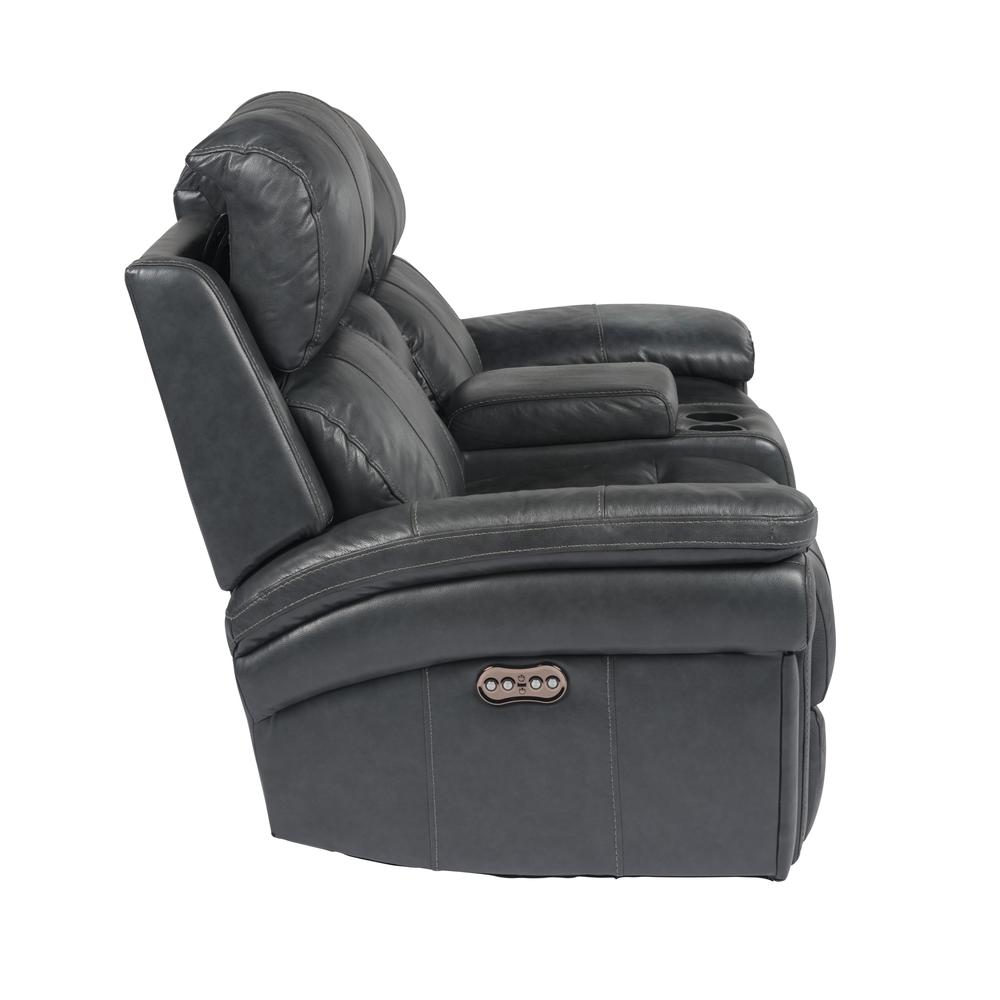 Luxe Leather Reclining Loveseat with Power Headrest and Console. Picture 6