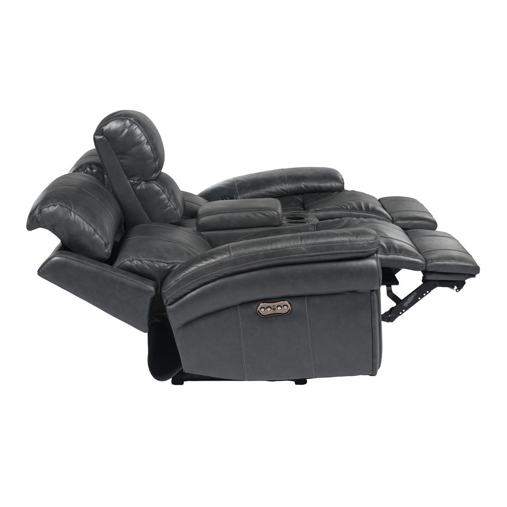 Luxe Leather Reclining Loveseat with Power Headrest and Console. Picture 13