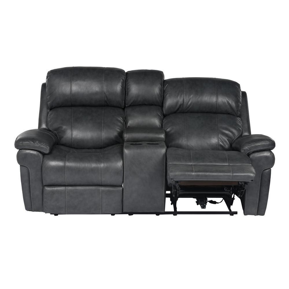 Luxe Leather Reclining Loveseat with Power Headrest and Console. Picture 3
