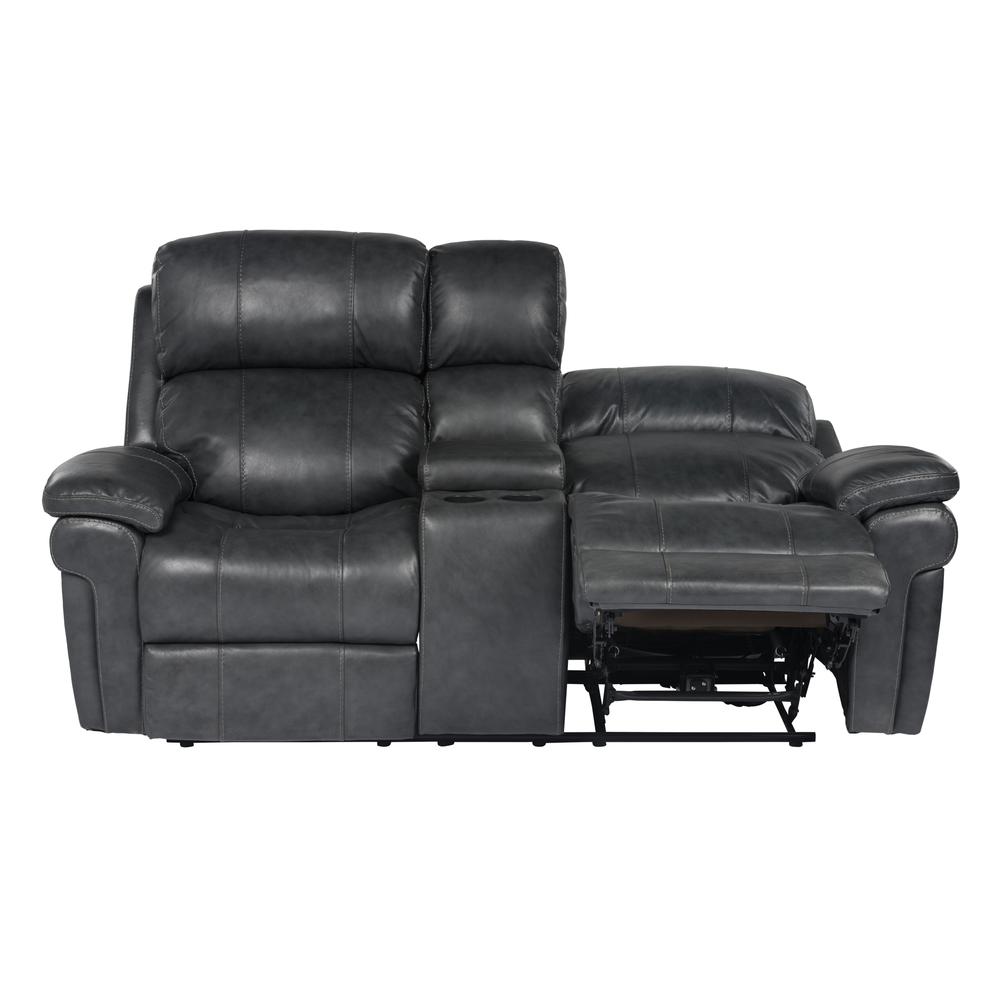 Luxe Leather Reclining Loveseat with Power Headrest and Console. Picture 9