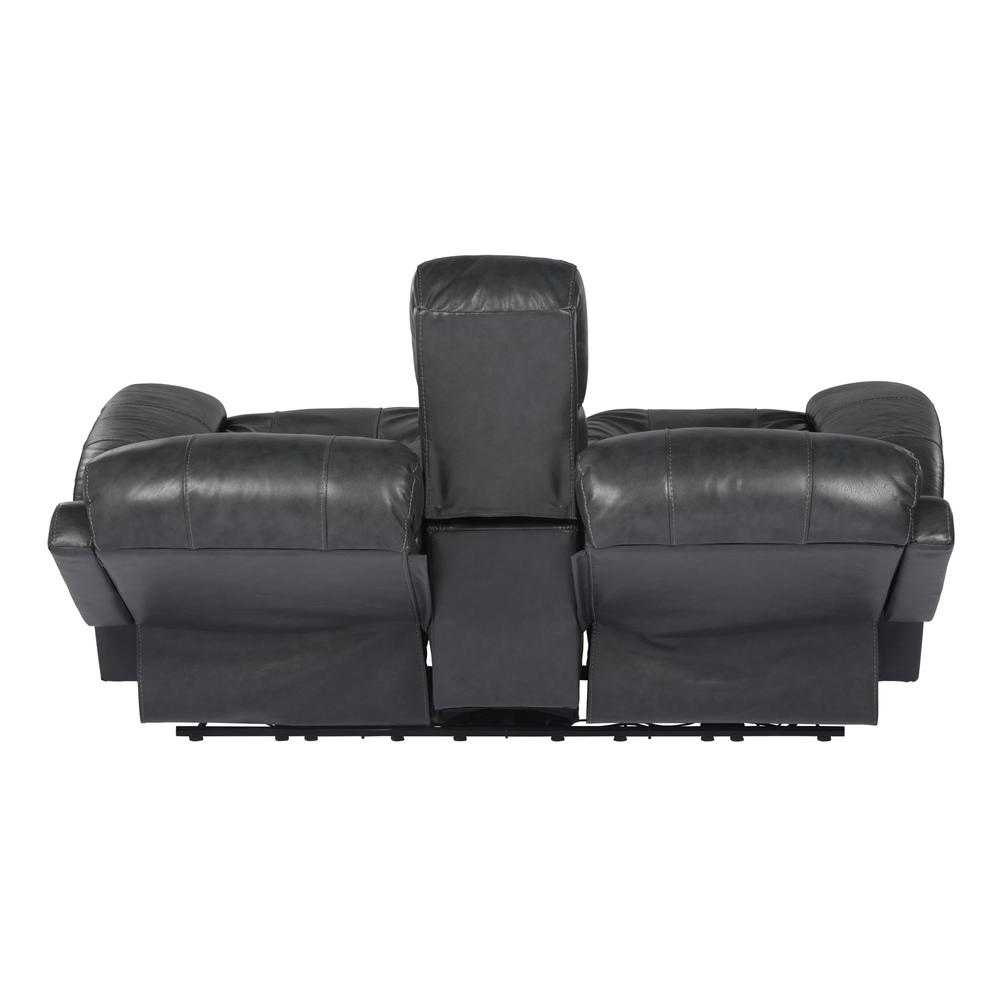Luxe Leather Reclining Loveseat with Power Headrest and Console. Picture 12