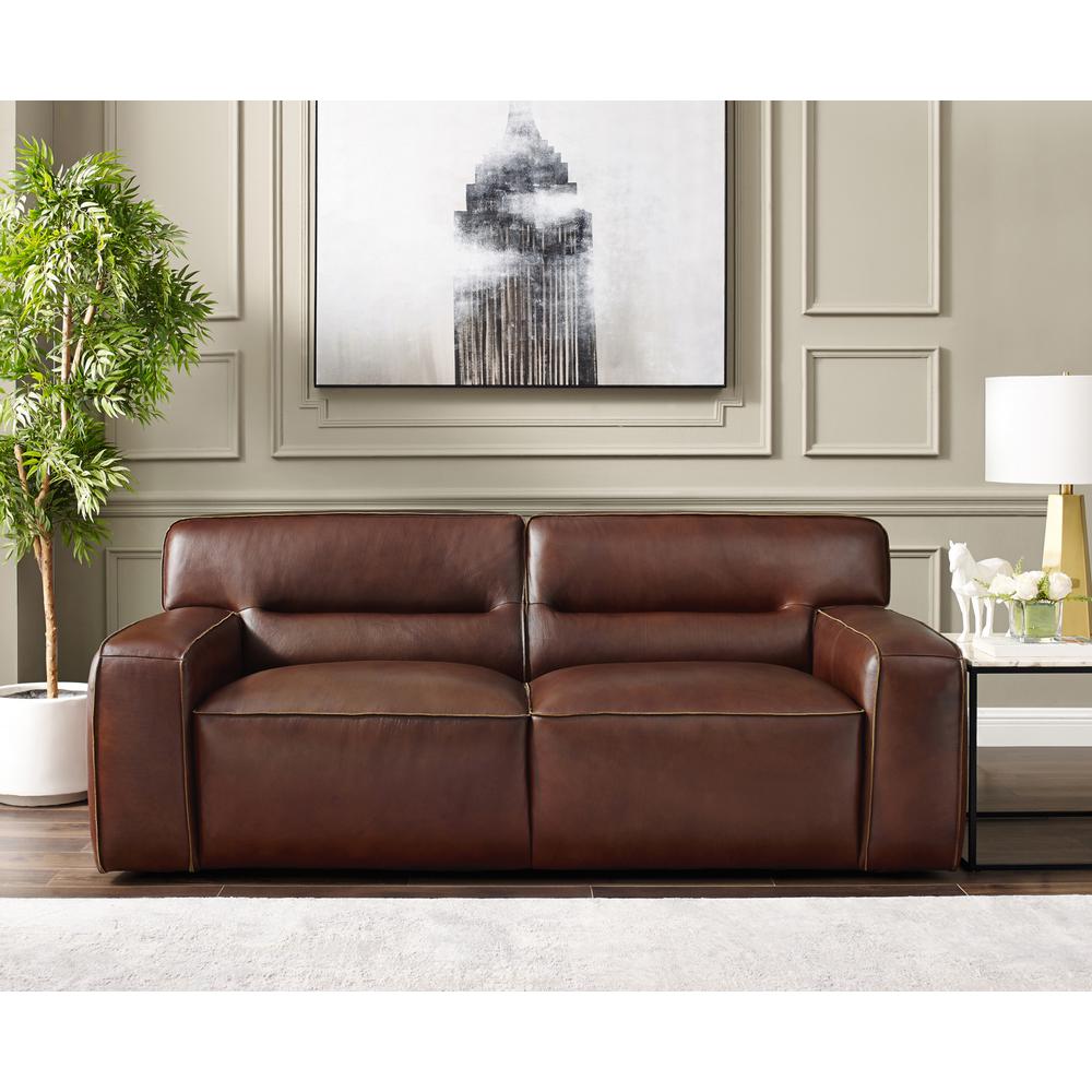Milan Leather Loveseat. Picture 3