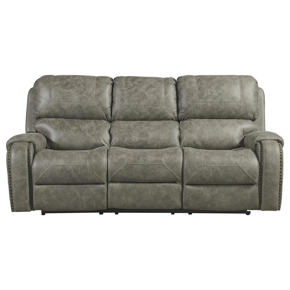 Sunset Trading Calvin 86" Wide Dual Reclining Sofa | Nailheads | Easy to Clean Gray Fabric Couch. Picture 2