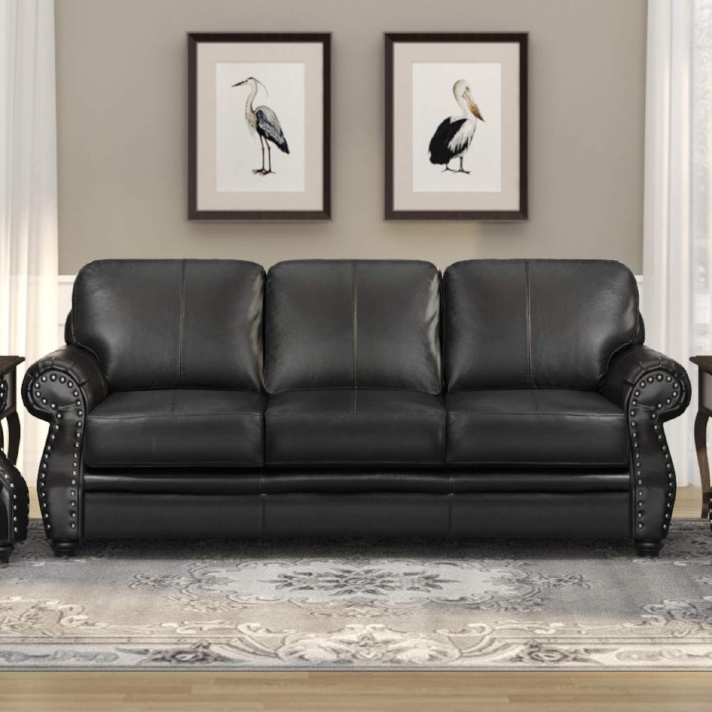 Charleston 86" Wide Top Grain Leather Sofa. Picture 1