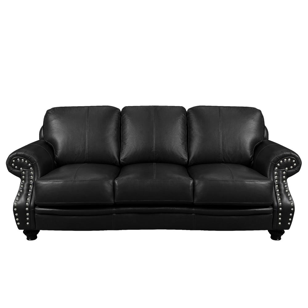 Charleston 86" Wide Top Grain Leather Sofa. Picture 3