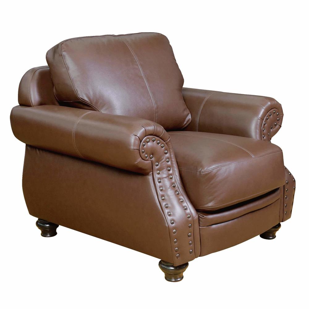 Charleston 42" Wide Top Grain Leather Armchair. Picture 1