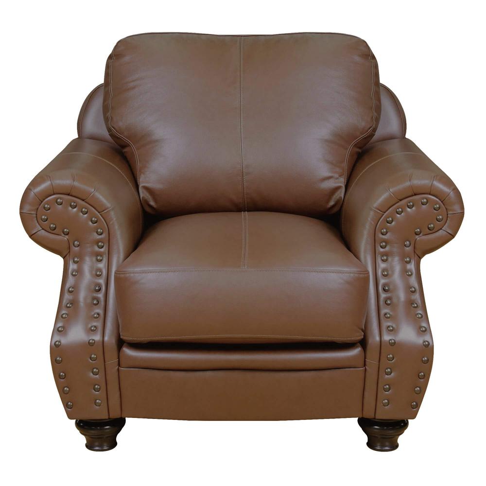Charleston 42" Wide Top Grain Leather Armchair. Picture 3