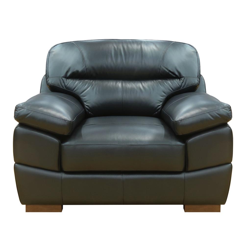 Sunset Trading Jayson 45" Wide Top Grain Leather Armchair | Black. Picture 2