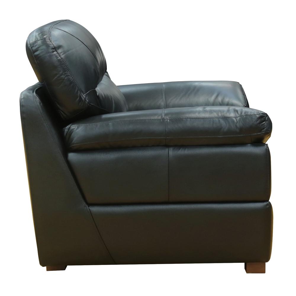 Sunset Trading Jayson 45" Wide Top Grain Leather Armchair | Black. Picture 3