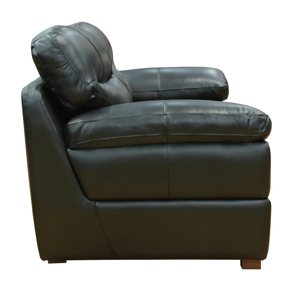 Sunset Trading Jayson 73" Wide Top Grain Leather Loveseat | Black. Picture 3