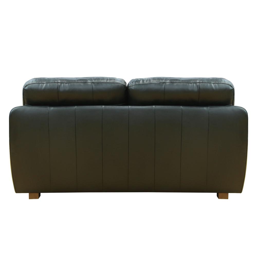 Sunset Trading Jayson 73" Wide Top Grain Leather Loveseat | Black. Picture 4
