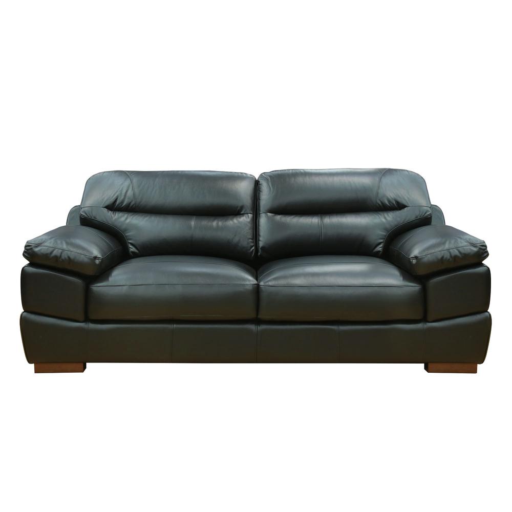 Sunset Trading Jayson 89" Wide Top Grain Leather Sofa | Black. Picture 3