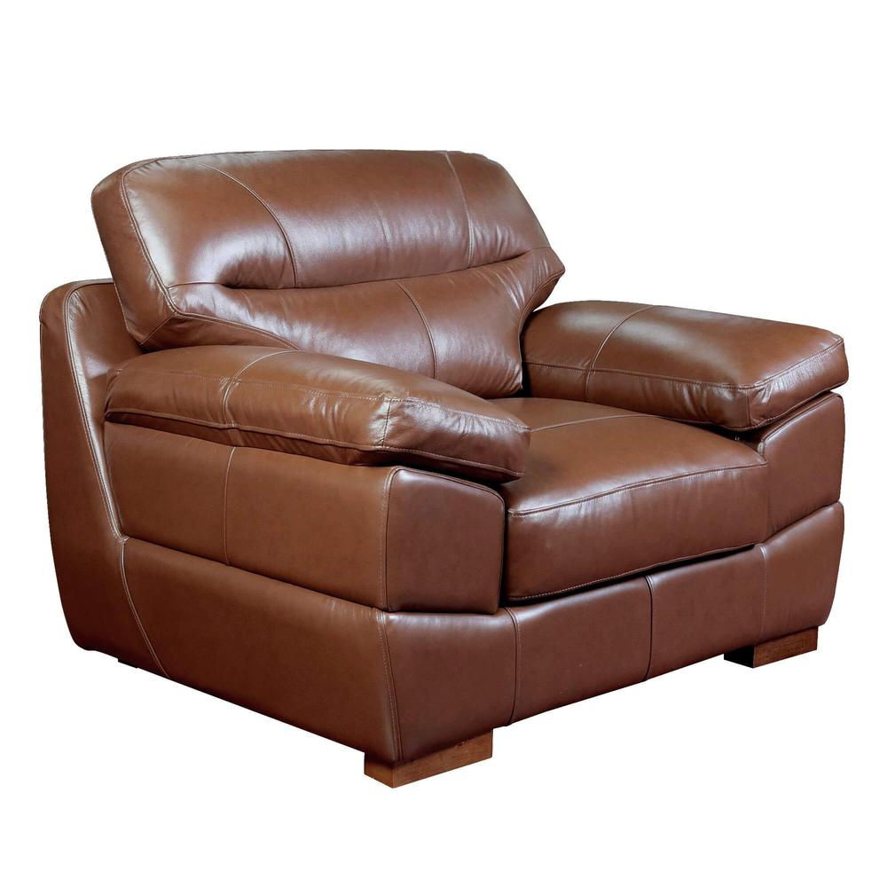 Jayson 49" Wide Top Grain Leather Armchair. Picture 4